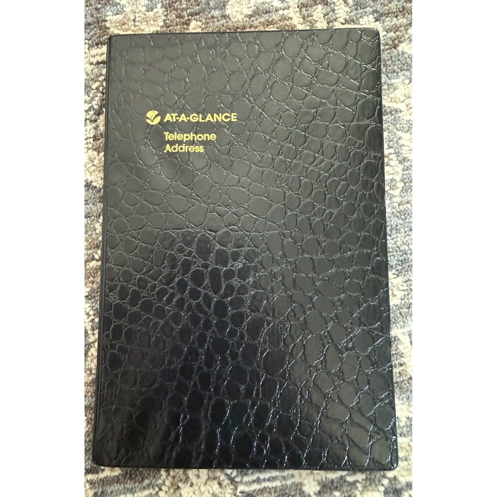At-A-Glance Telephone Address Book Black Croc Embossed A-Z Tabs 80-403